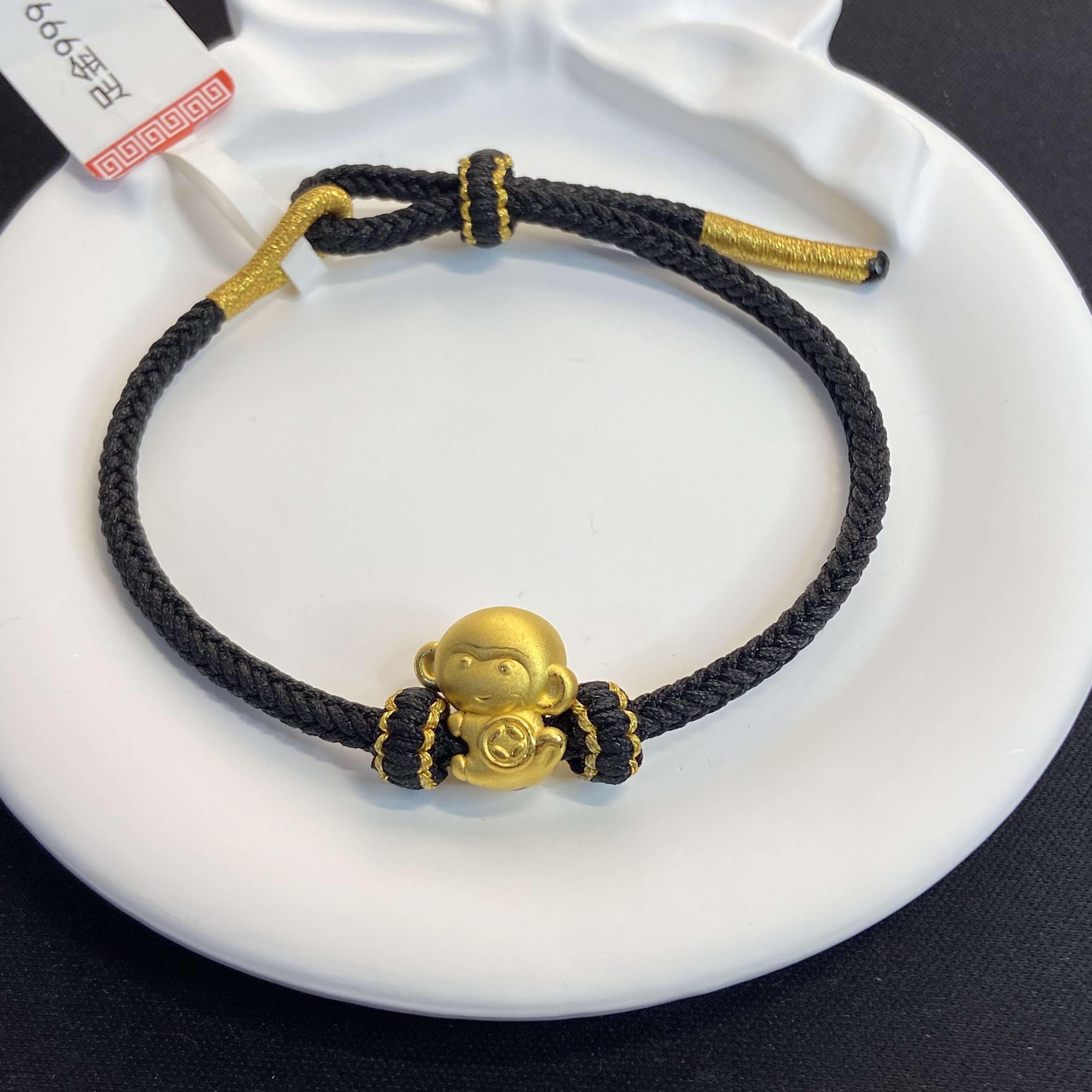 足金999黄金生肖猴子转运珠硬金水贝送女友送人成人宝宝按克编绳