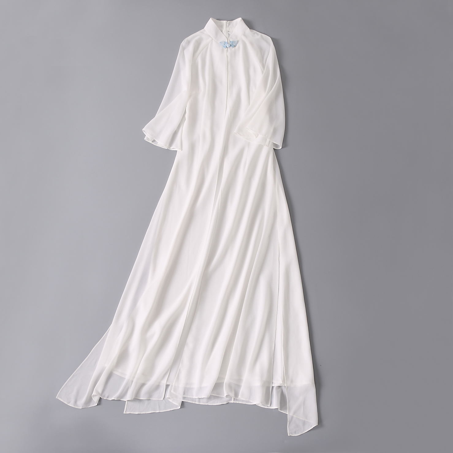 翰墨云汐24春秋装新款7分袖茶服女假两件立领民族风女装连衣裙