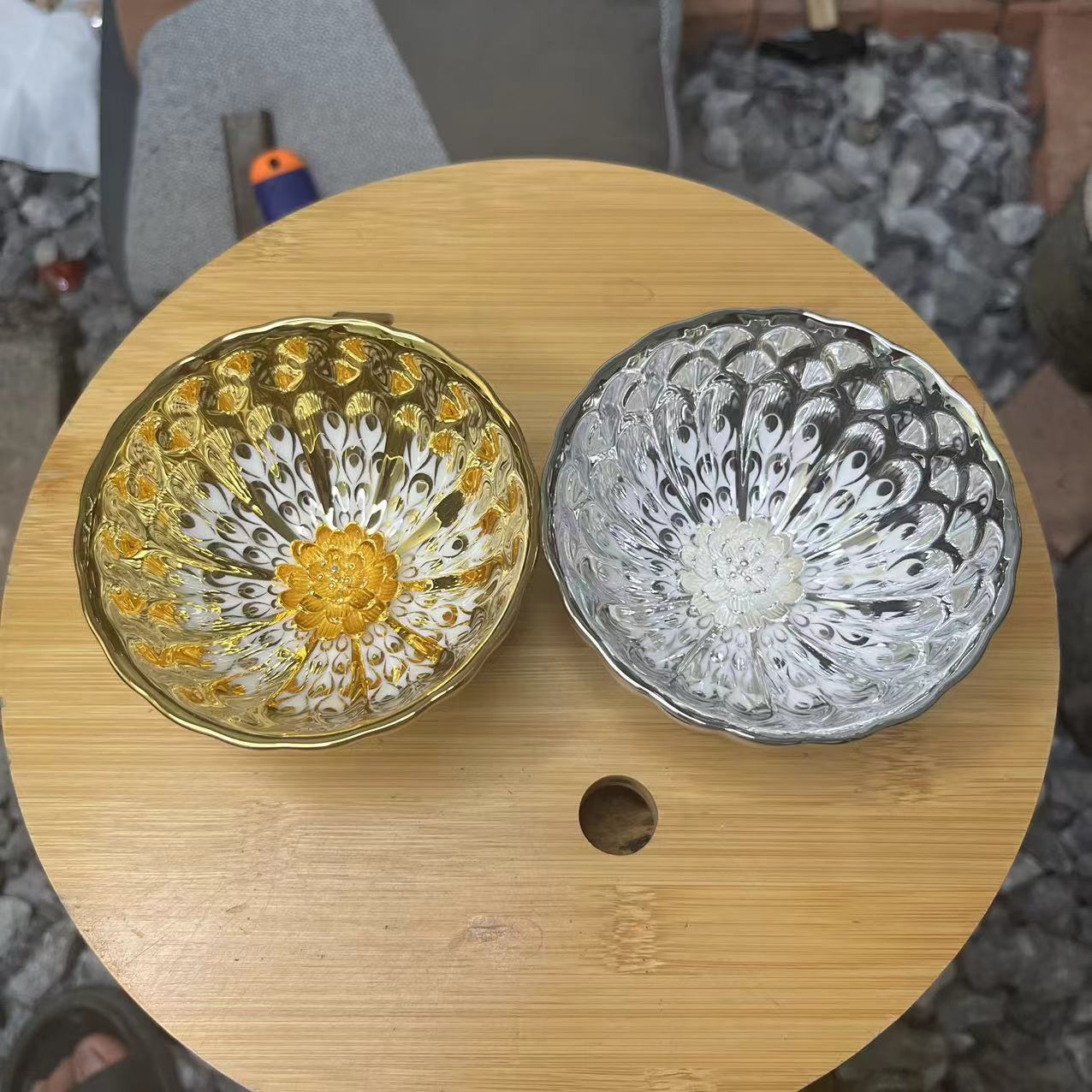 YYY 闪购商品】金银莲花对杯 精美无暇  茶杯 主人杯 A（无礼盒）