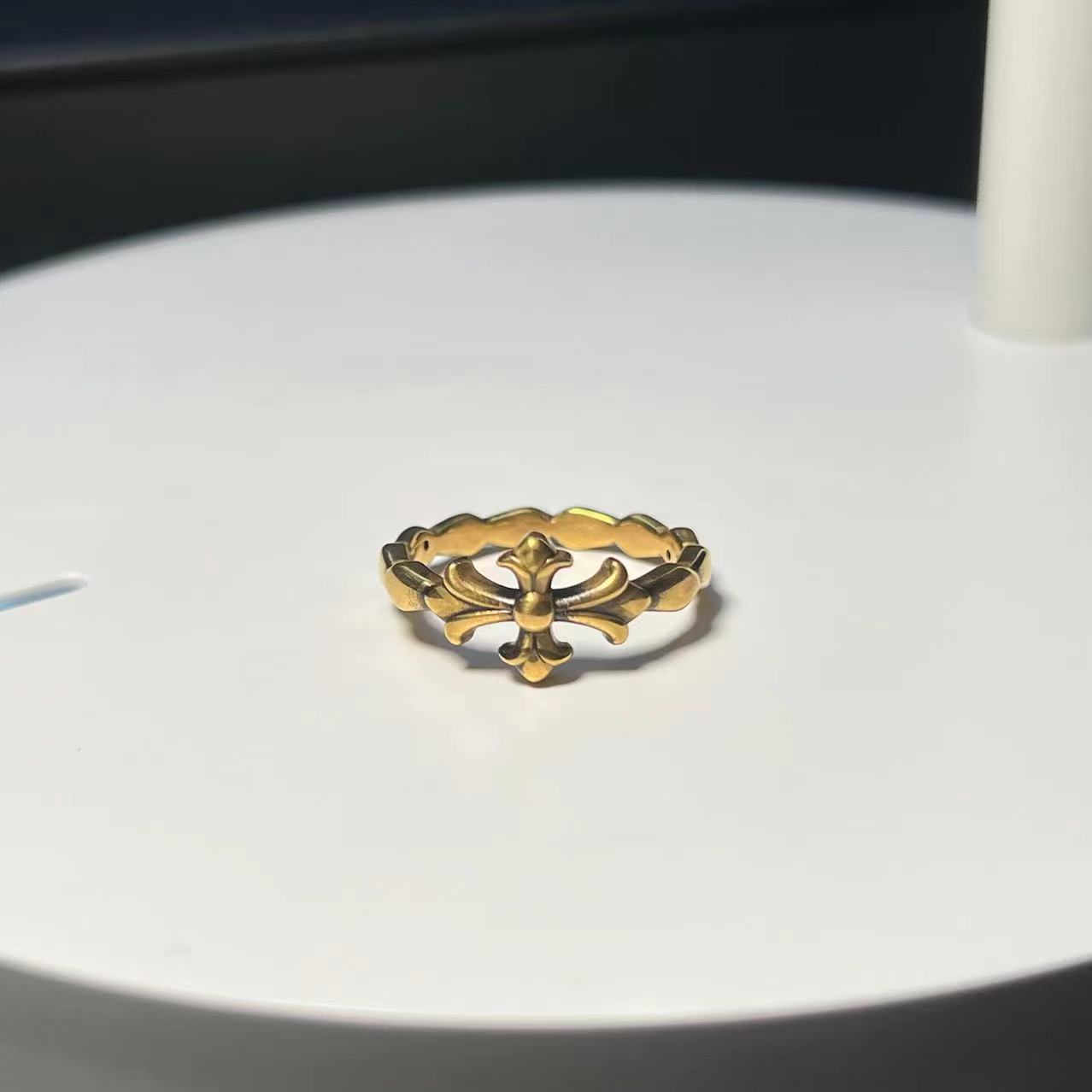 【足金999简约小众鸢尾花戒指】黑金戒指#精品黑金工艺#