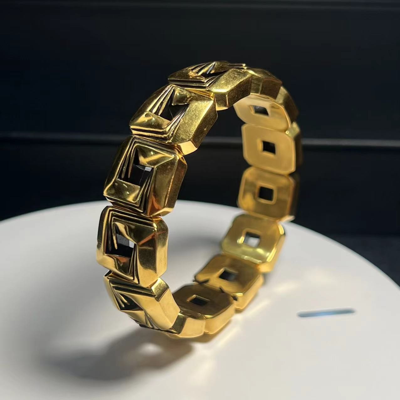 【足金999方块手镯】黑金手镯#精品黑金工艺#时尚百搭黑色欧美