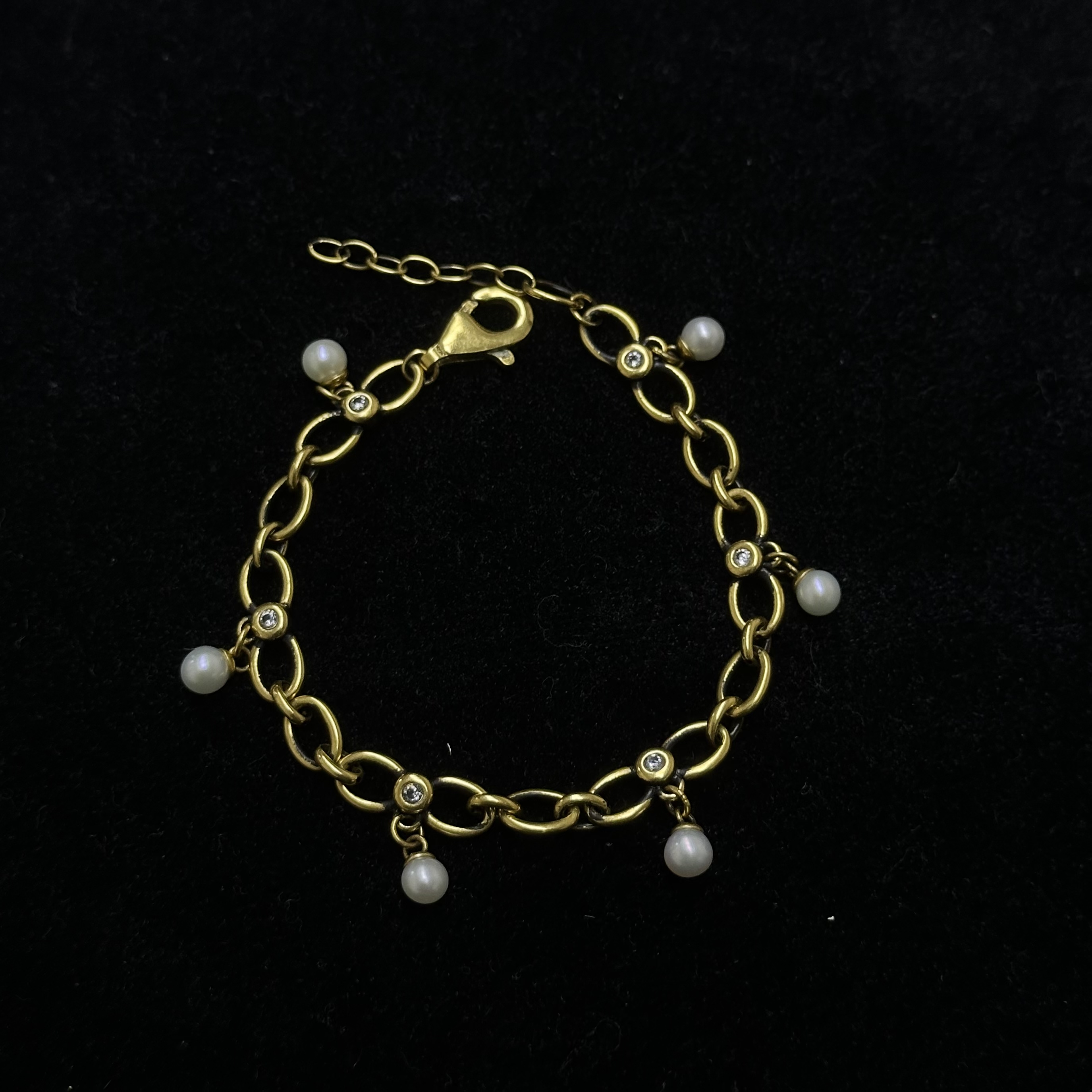 #106【足金999珍珠手链】黑金手链#精品黑金工艺# 白色时尚百搭简约