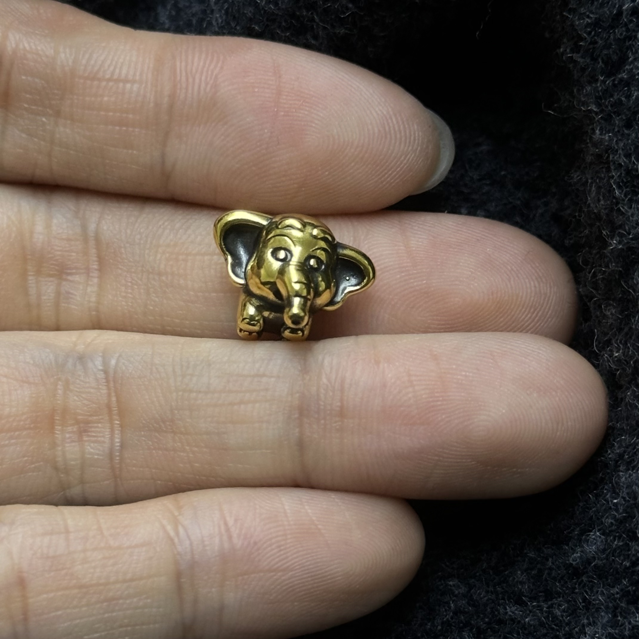#122【足金999金皮大象手串】手工金色可爱黑金手串#精品黑金工艺#