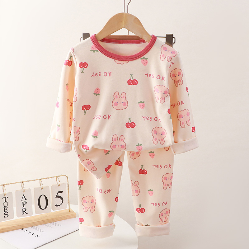 儿童宝宝德绒套装2025秋冬季新款卡通保暖秋衣秋裤婴儿内衣套装