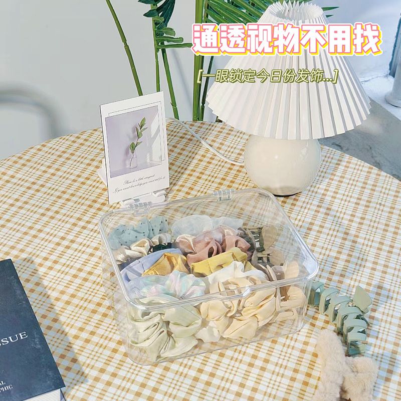 发饰收纳盒桌面大容量首饰盒学生儿童发带头绳防尘透明梳妆台收纳