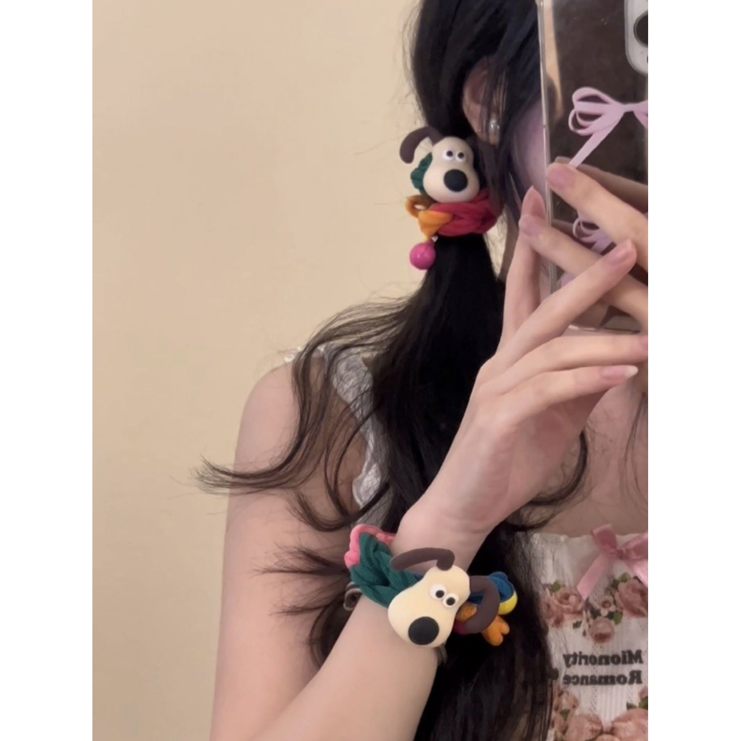 可爱小狗~多巴胺皮筋女扎头发绳高弹力发圈耐用头绳手工情侣自制