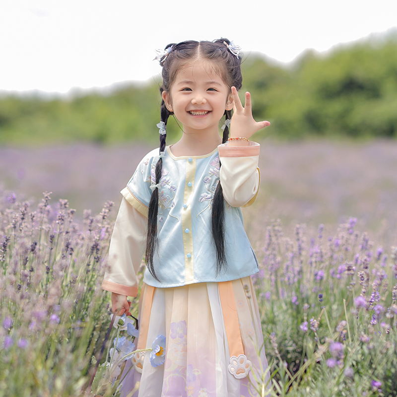 西子问女童汉服【菲诗】唐制套装古风改良仙气古装薄款秋款公主裙