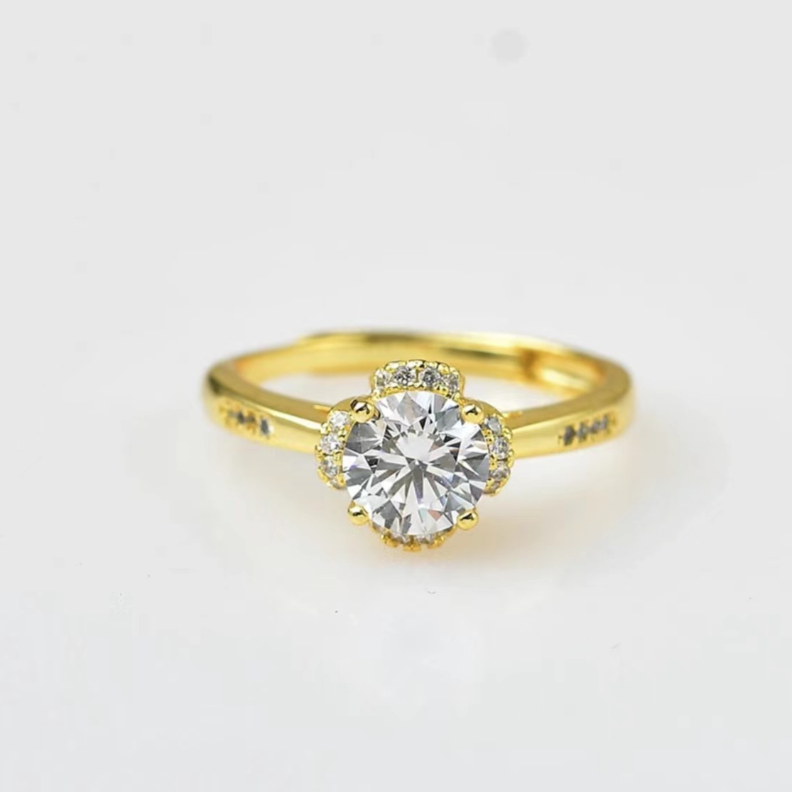  【KK凯凯』 金色花团锦簇戒指-活口可调节