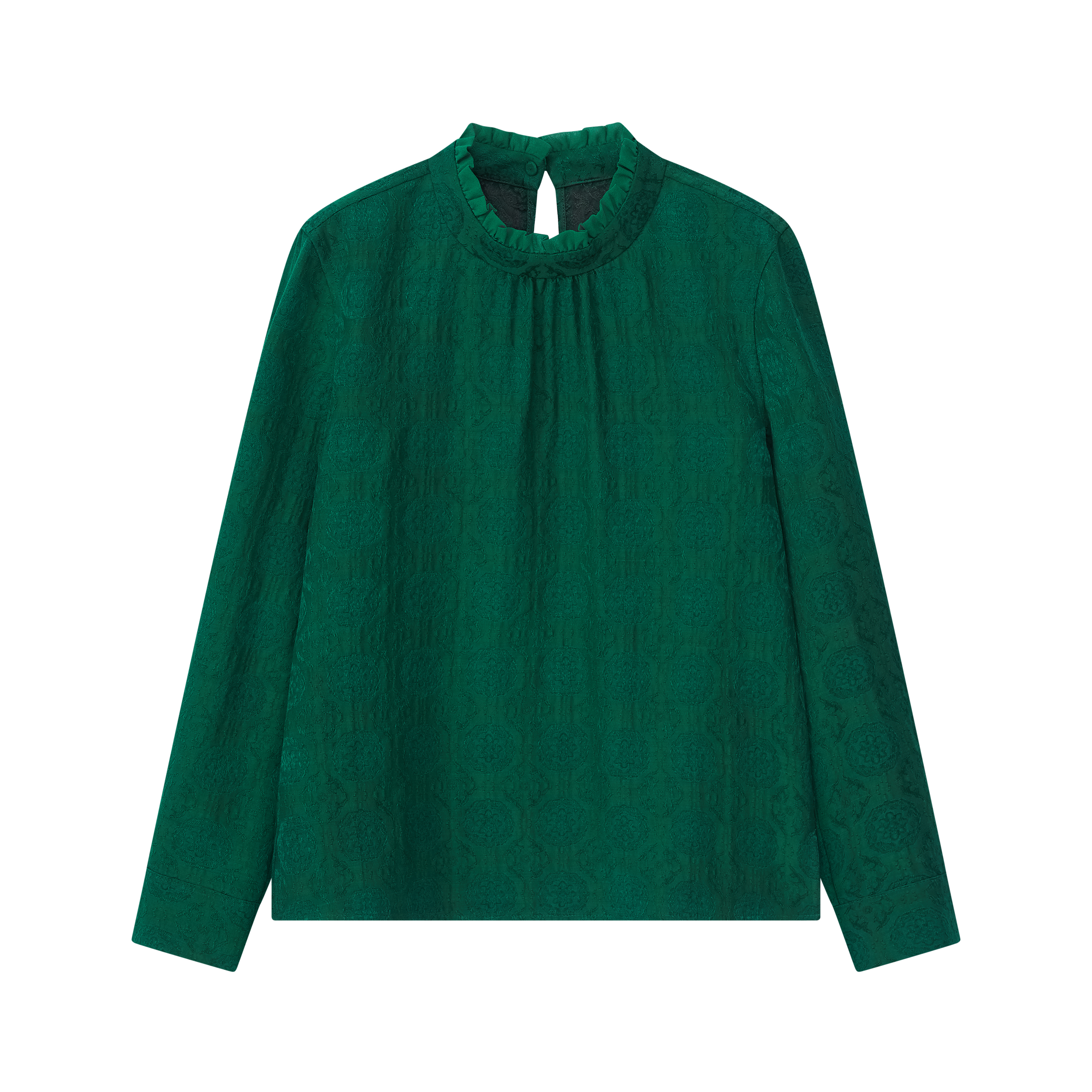 依依时尚气质丝毛木耳领中老年新款洋气打底衫绿色香云纱ZF7G9