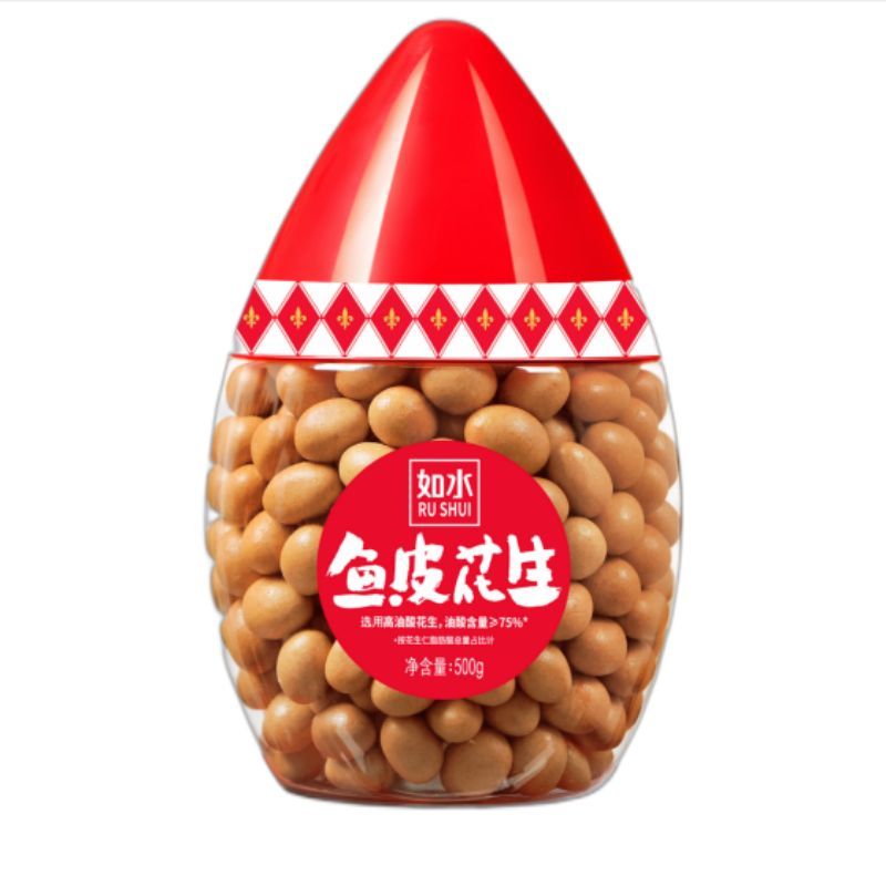 如水鱼皮花生非油炸网红鱼皮花生豆罐装休闲零食下午茶坚果香脆