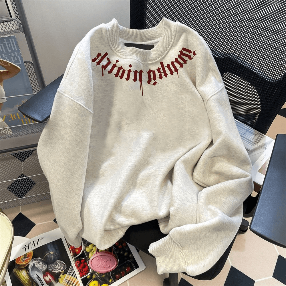 重磅潮牌chic港风字母圆领卫衣春秋季男女新款宽松美式痞帅上衣服