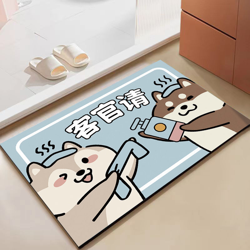 室吸水地垫卡通硅藻泥软垫卫浴卫生间门口防滑速干脚垫厕所地毯