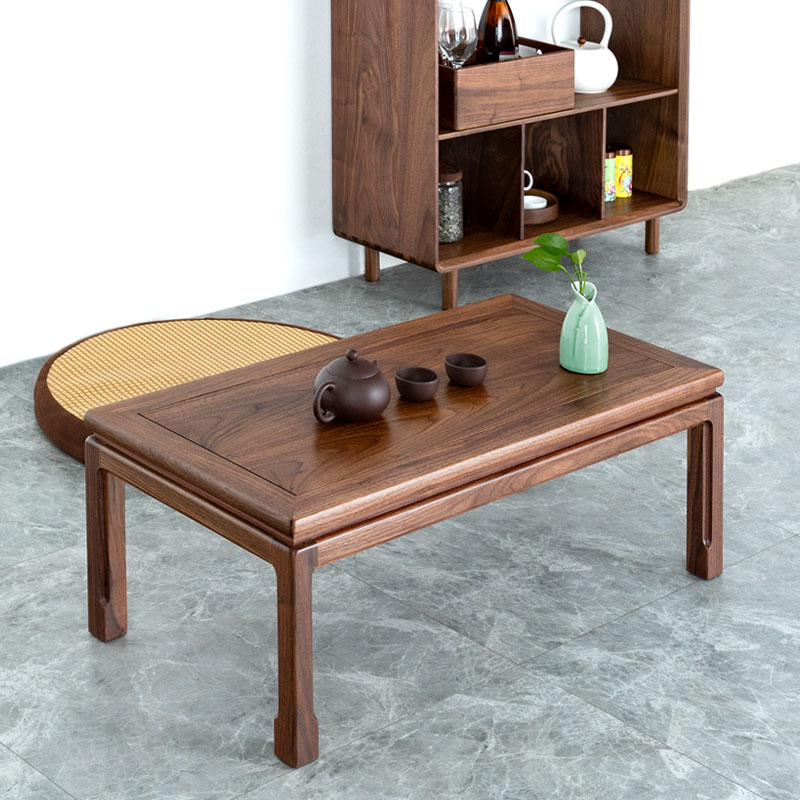 园昌家具 黑胡桃木马蹄方块小炕桌飘窗桌