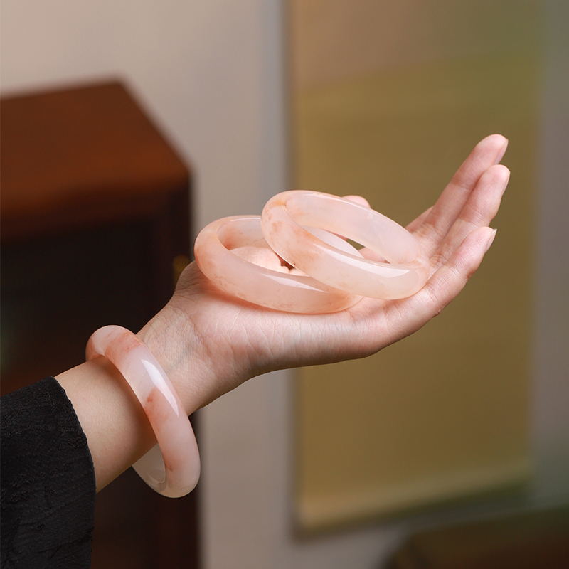 天然新疆金丝玉桃花酿手镯（多样性发货 拍一发一）