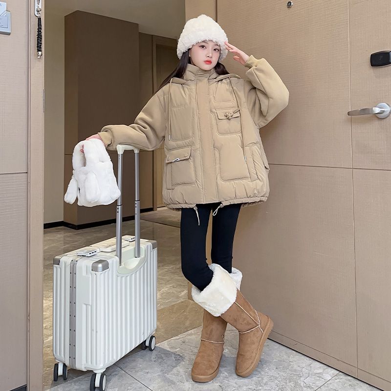 宽松女童棉服外套2023新款洋气女中大袄防寒保暖拼接儿童冬季棉衣
