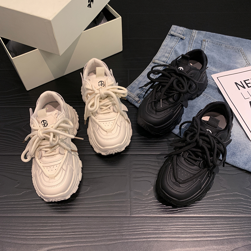 贾不假女款老爹鞋2025年春新款潮流时尚小个子厚底炸街轻便休闲鞋