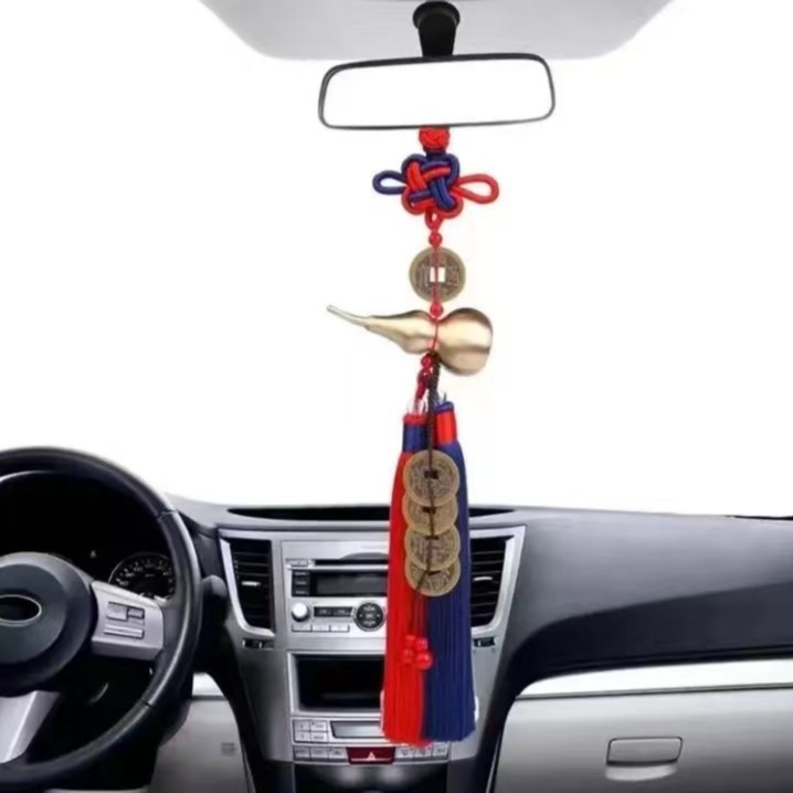 【莉莉铜工艺品】黄铜葫芦【五帝钱】汽车挂件内饰品挂饰后视镜手工