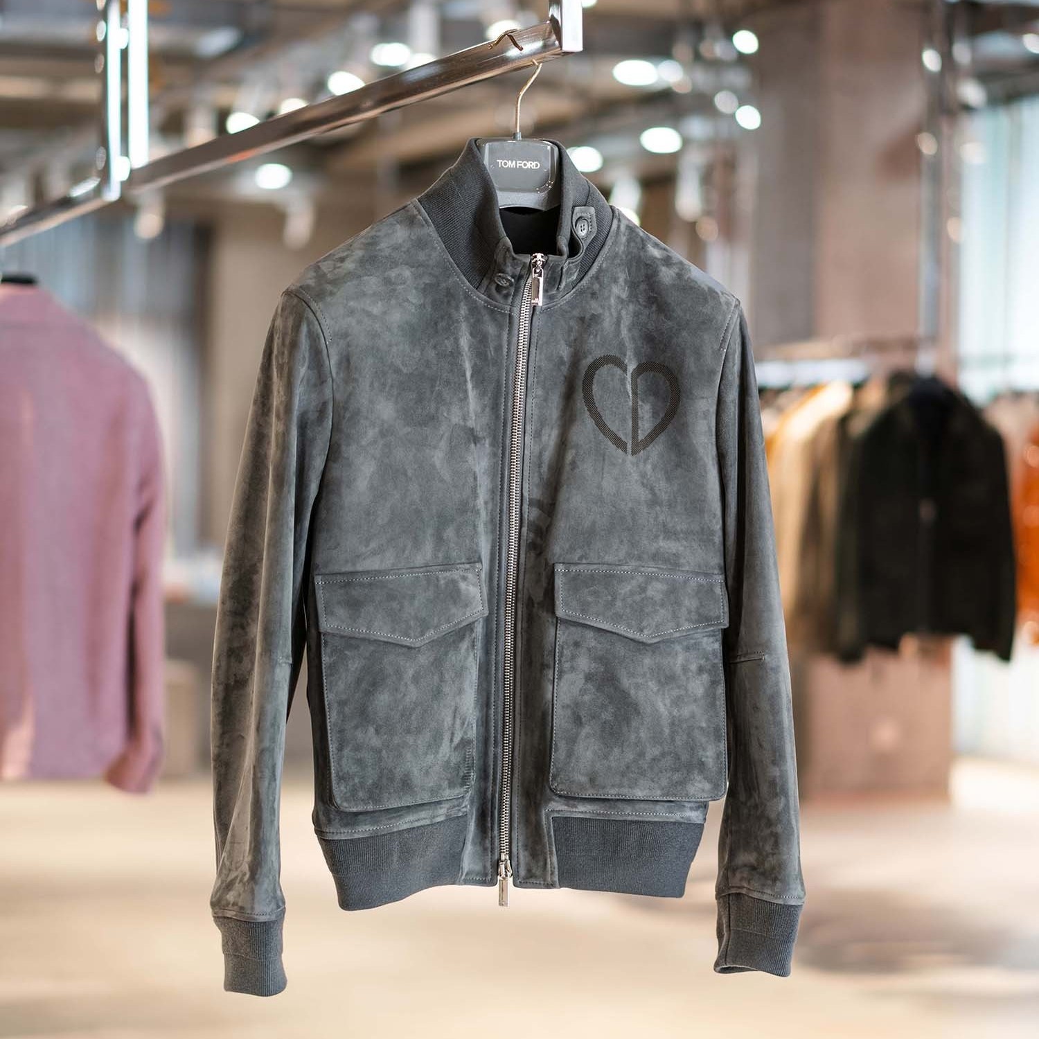 LA CALIFFA“丝绒感雾霭灰” 南非混种翻毛 小羊皮A1飞行夹克