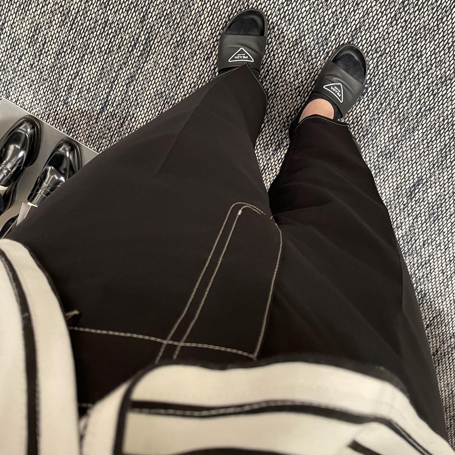 LA CALIFFA“8700版 精纺羊毛 九分裤”立体剪裁 春夏 阔腿裤