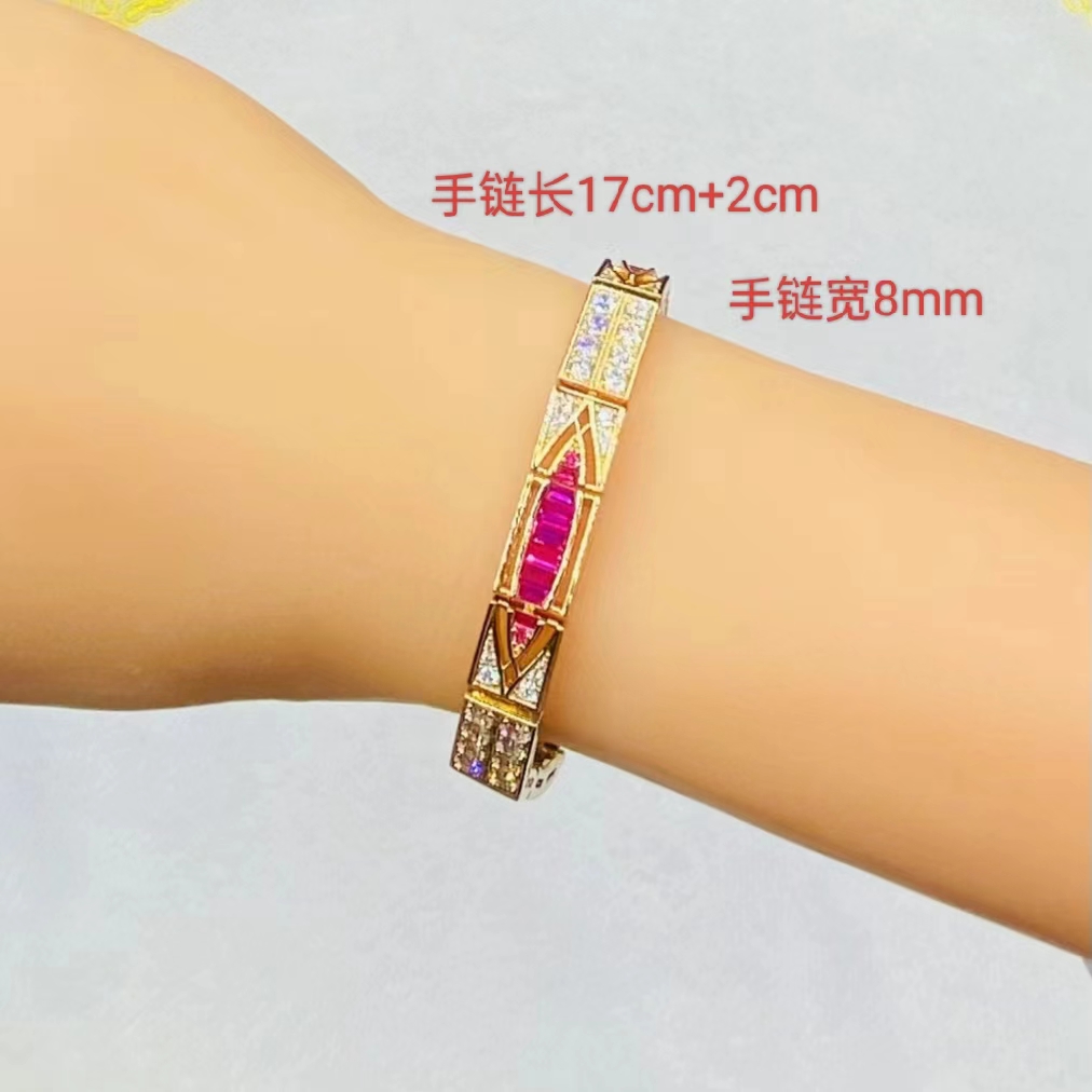 铜合金合成锆石手链 清4）XP轻奢时尚设计师款简约个性潮人双色