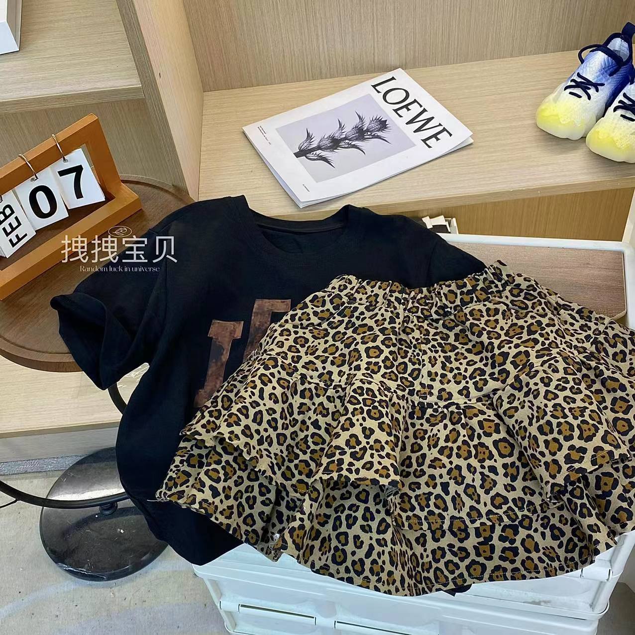 404188《现》小涵家玲姐优选韩版儿童女童休闲时尚洋气豹纹半身裙