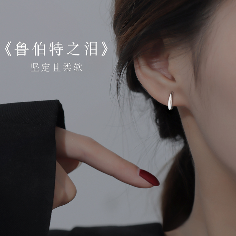 足银耳饰 蛇骨耳钩气质养耳洞睡觉免摘设计耳环日常简约学生通勤