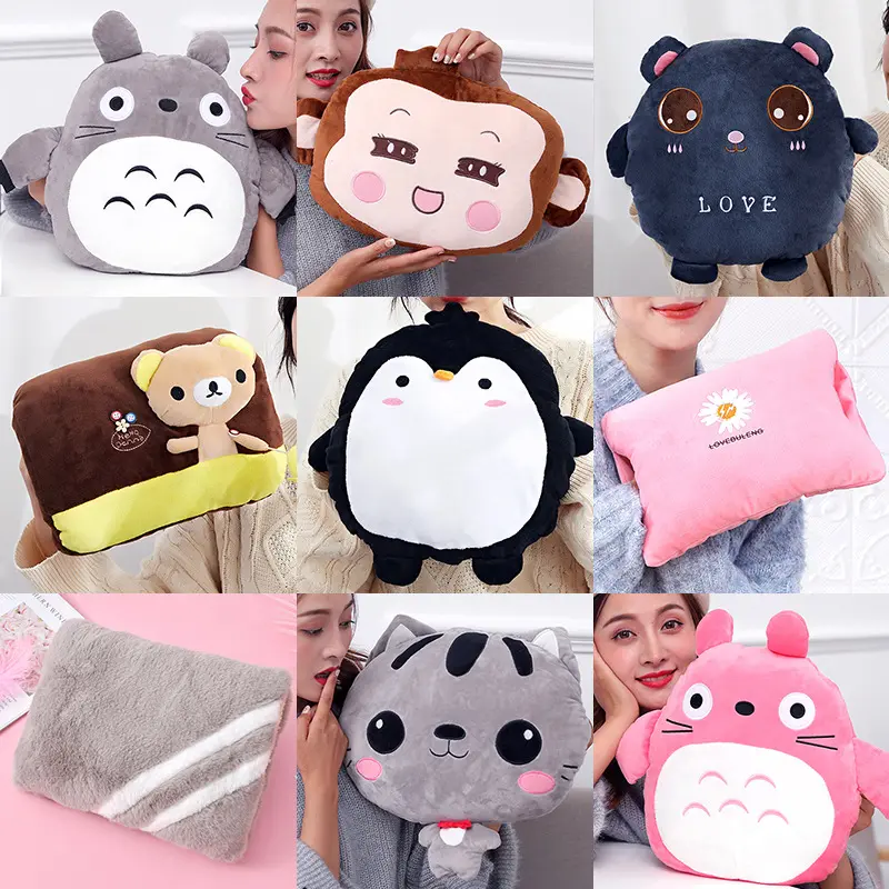 热水袋套注水卡通可爱毛绒双插手布袋暖手宝加绒布袋加厚外套防爆