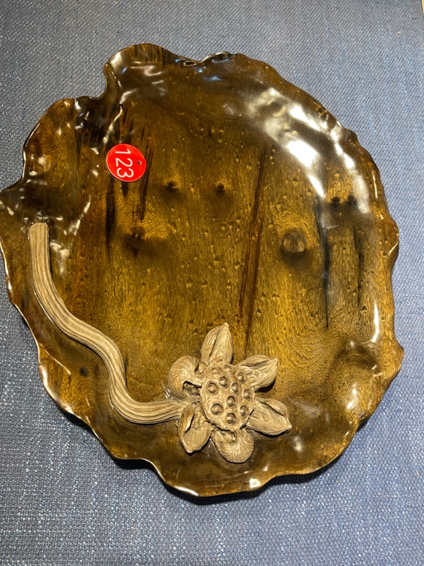 金丝楠乌木手工雕刻果盘干泡茶盘