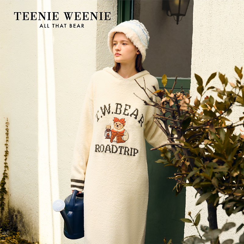 Teenie Weenie露营小熊秋冬时尚家居服睡裙
