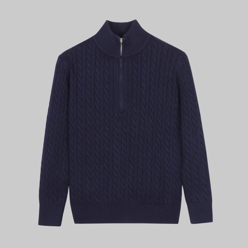 男士休闲马球半拉链毛衣
