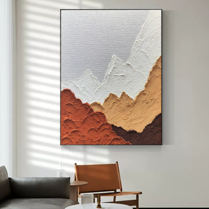 重山 沙发客厅玄关装饰画 立体质感纹理手工轻奢装饰画 美观大方