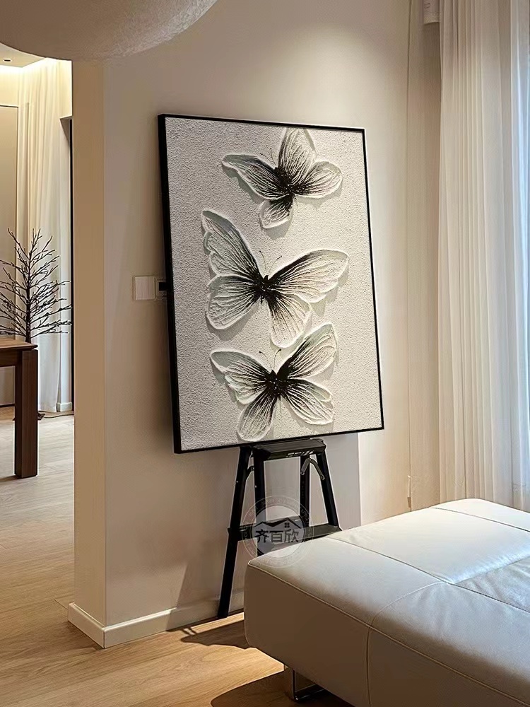 【翩翩起舞】卧室床头装饰画客厅砂岩画小清新沙发背景墙玄关