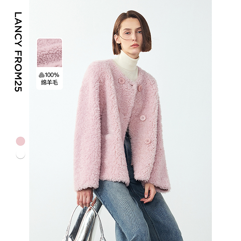 人造皮草 朗姿时尚典雅气质高级颗粒绒大衣外套冬新款仿皮草