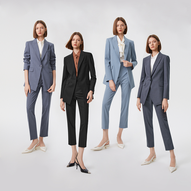 朗姿纯羊毛时尚高腰显瘦职业轻商务西装25年秋季西装女欧若风