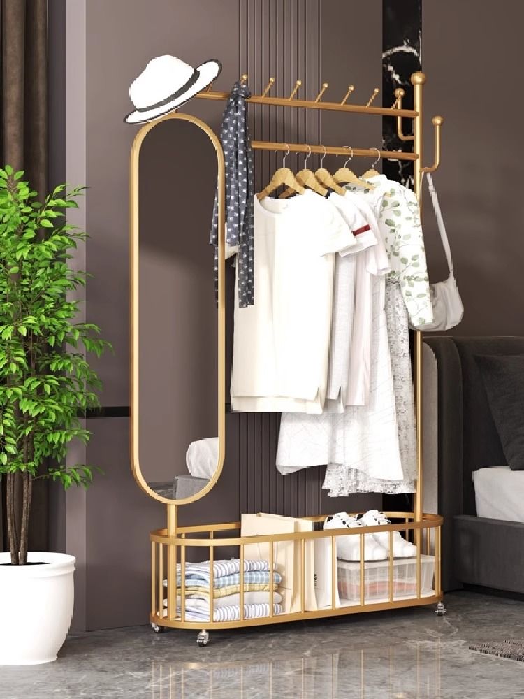 小扬哥推荐网红款仙人掌衣帽架衣架落地房间家用卧室挂衣架带镜子
