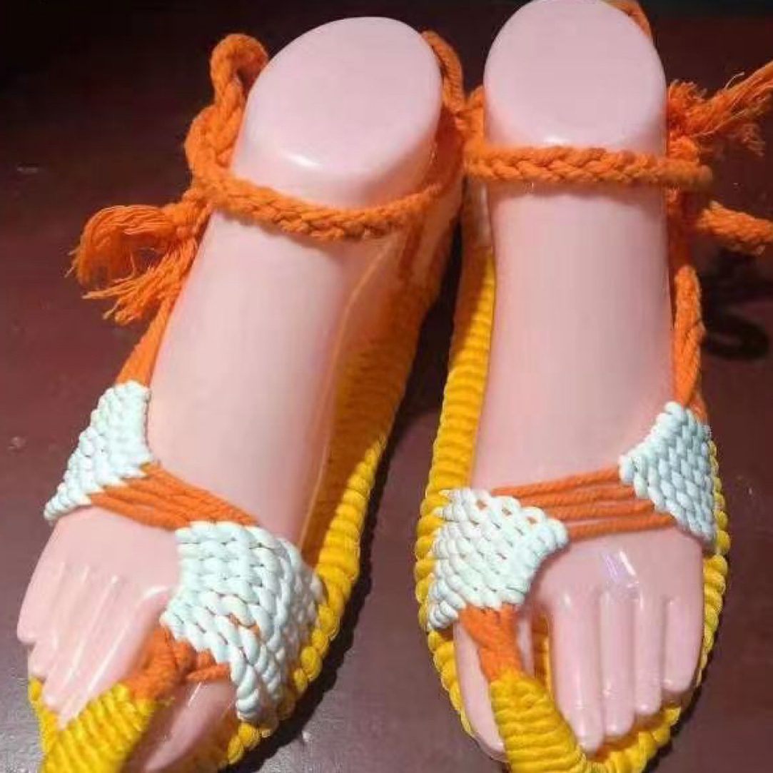 棉布草鞋偏耳布底手工布凉鞋穿着舒服养脚网红鞋男女同款