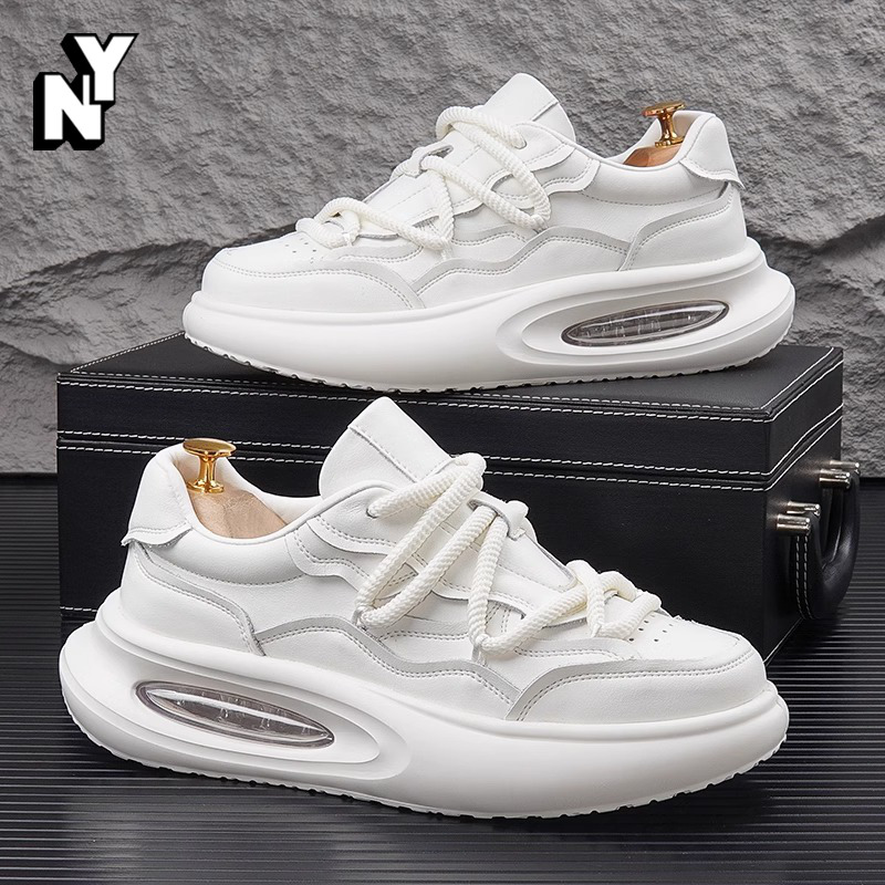 NY高档气垫老爹鞋男2024春秋款厚底鞋子小白鞋内增高休闲运动男鞋