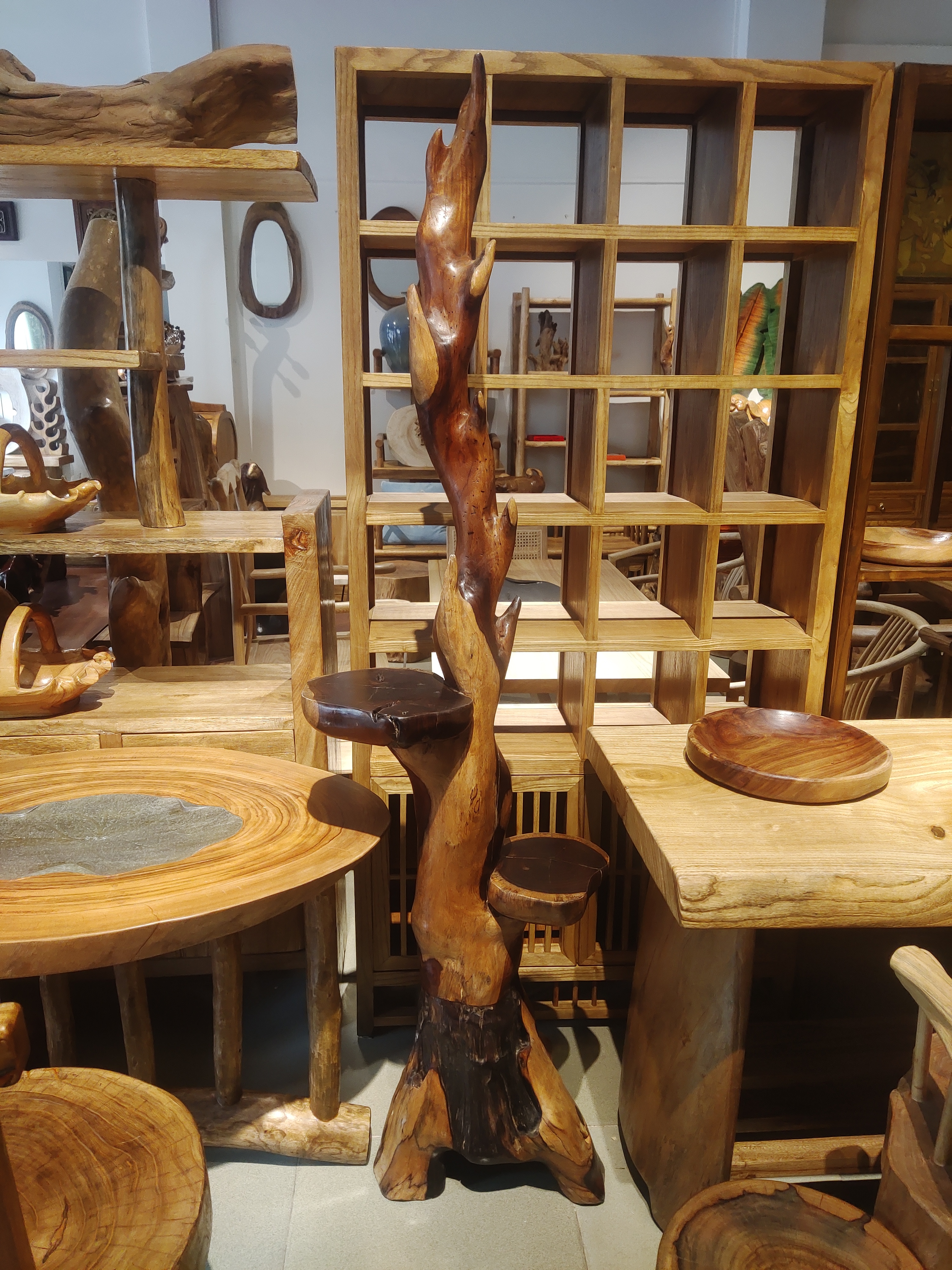 印尼酸枝衣帽架50*190花盆架原木风