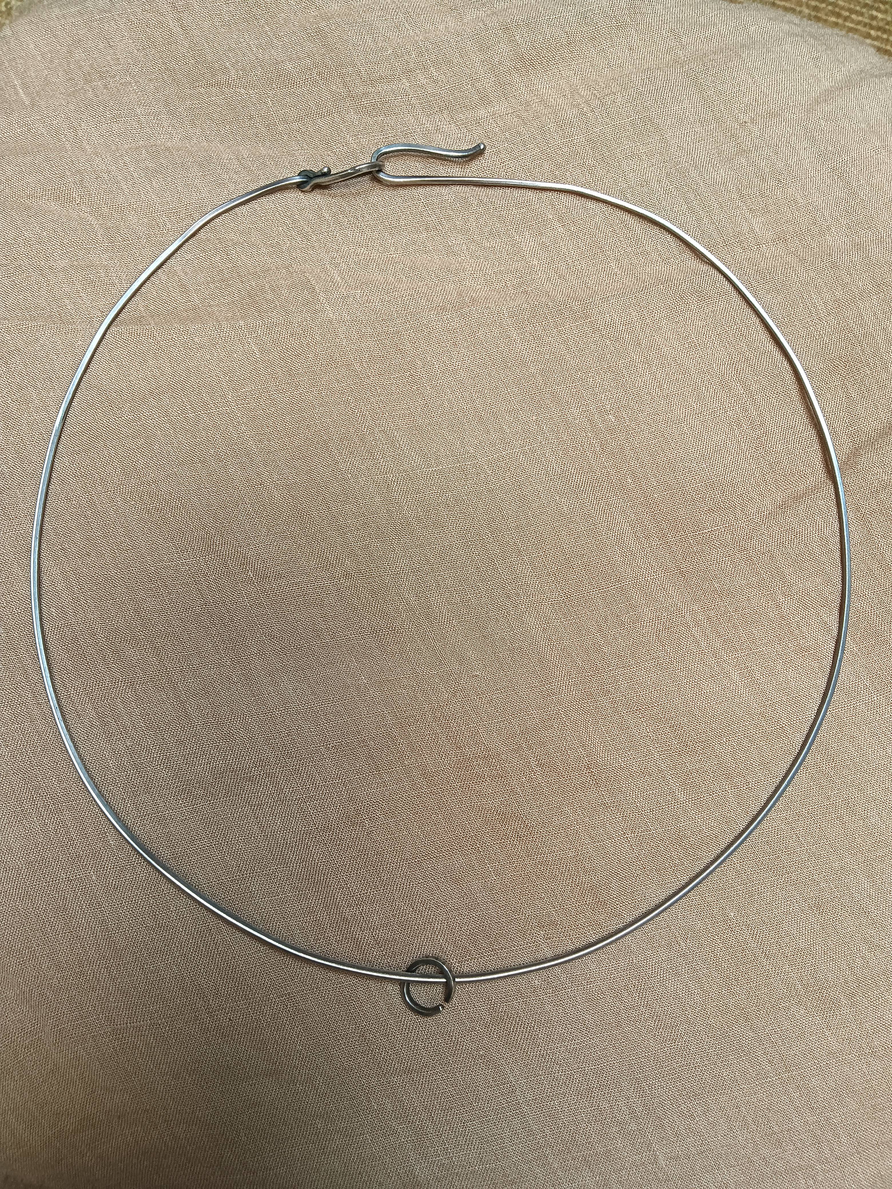 吊坠足银 手工制作9999银项圈（周长47 －50直径1.2-1.3左右)