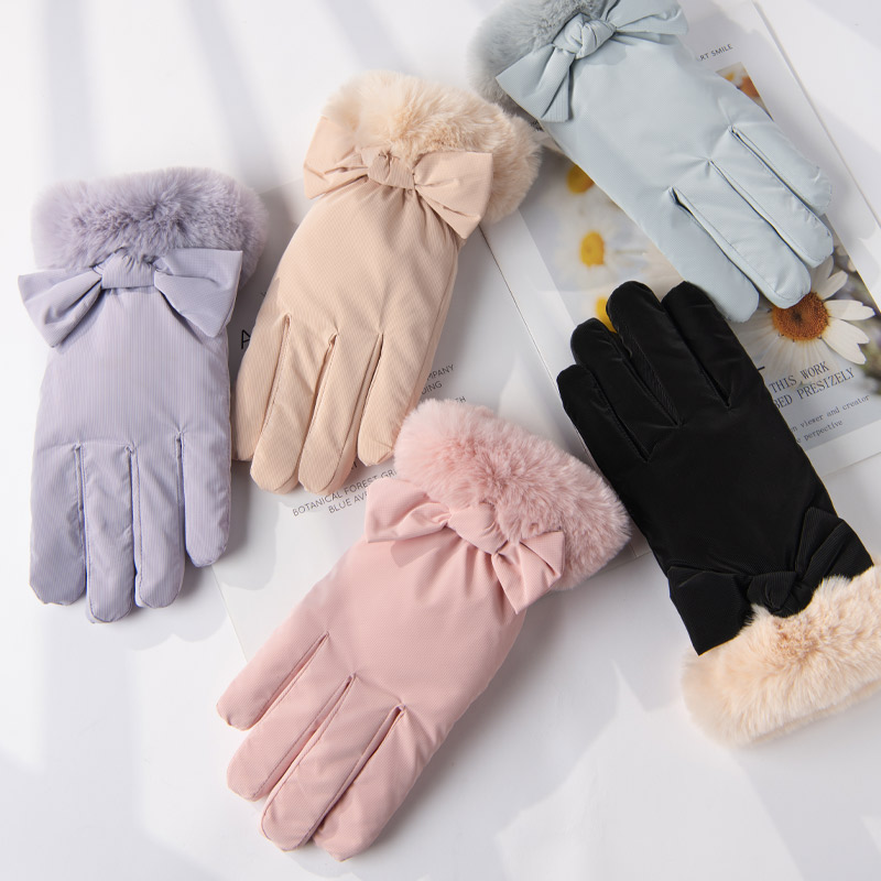 女士手套秋冬季冬天可触屏骑行户外保暖防寒防风加绒加厚韩版五指