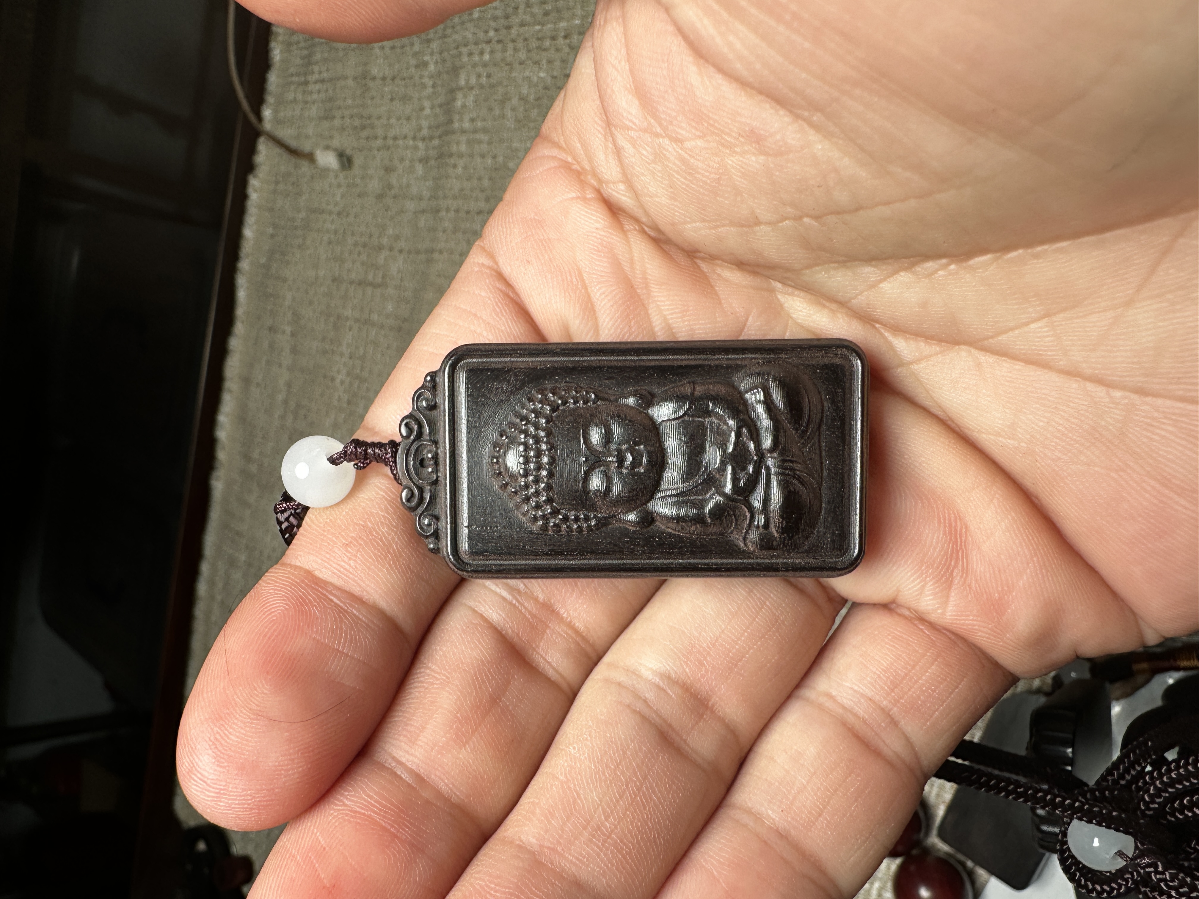 紫光檀小吊牌挂件女男檀木把玩件