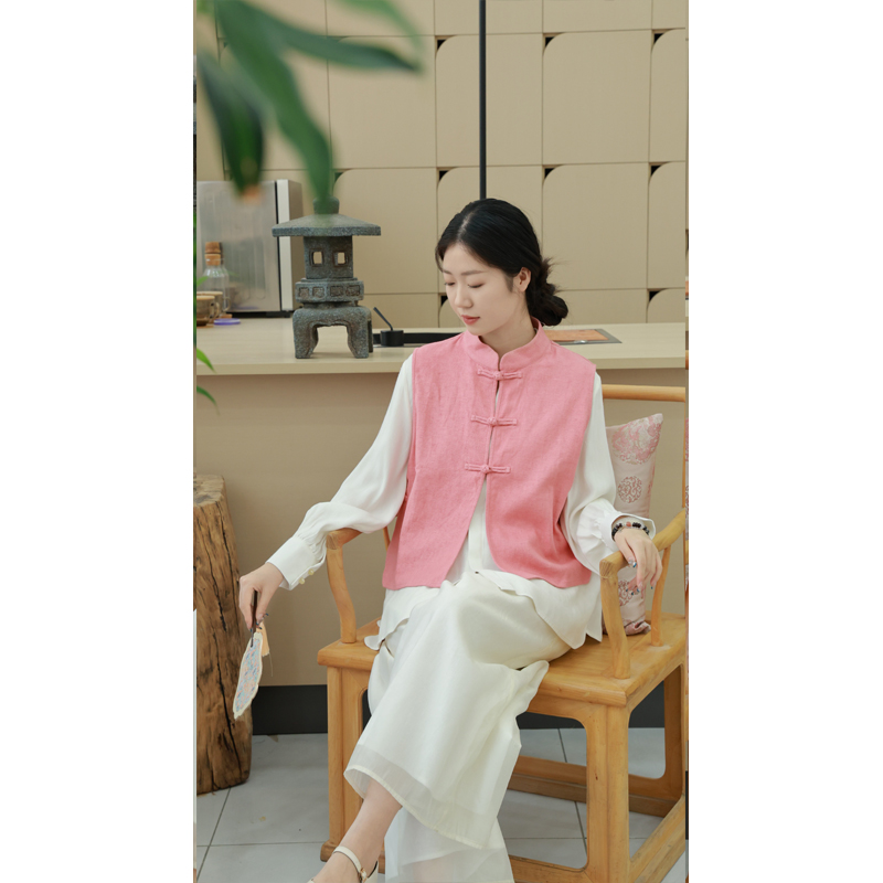 【抖音专属】新中式马甲（22704058B-初荷红）