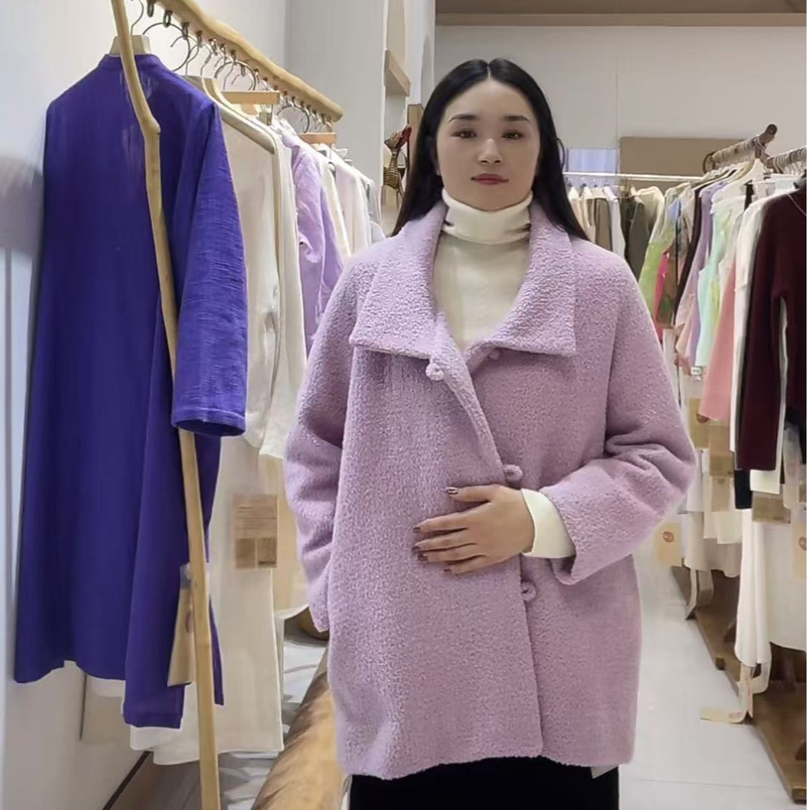 【抖音专属】翻领上衣（24805162-楝花）