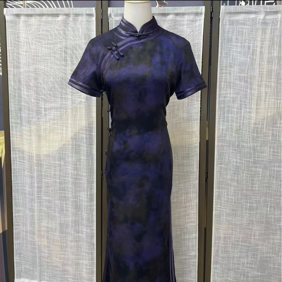 【情系罗兰】2024年夏季新款修身复古优雅大方长款淑女旗袍