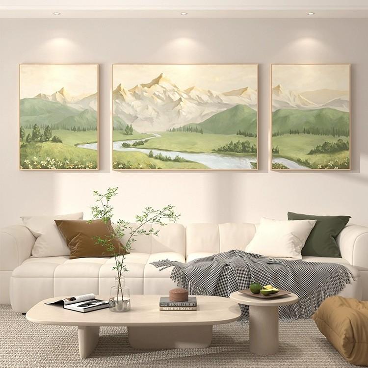 日照金山背有靠山客厅装饰画北欧山水画高级感挂画客厅背景墙挂画
