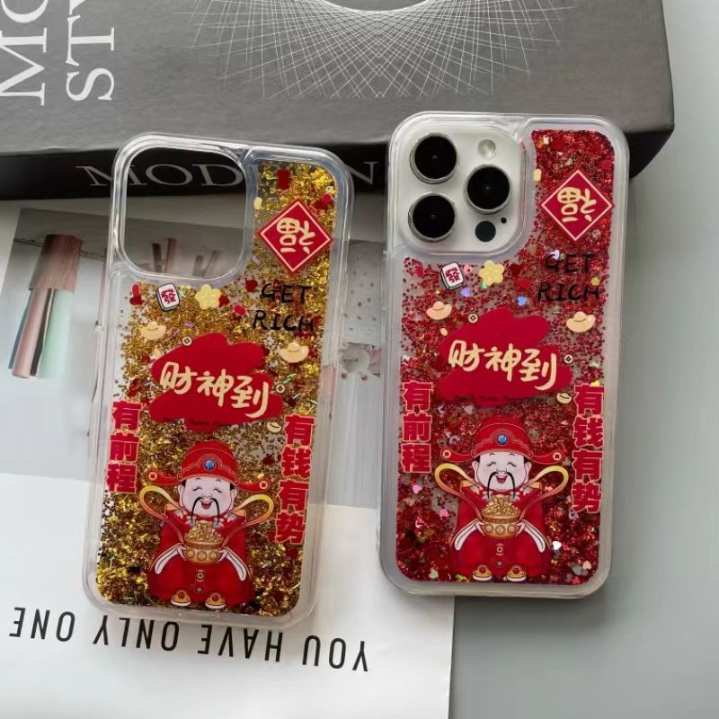 适用财神到流沙适用vivox90手机壳s17/s16液体流动s15/s12/s10/x8