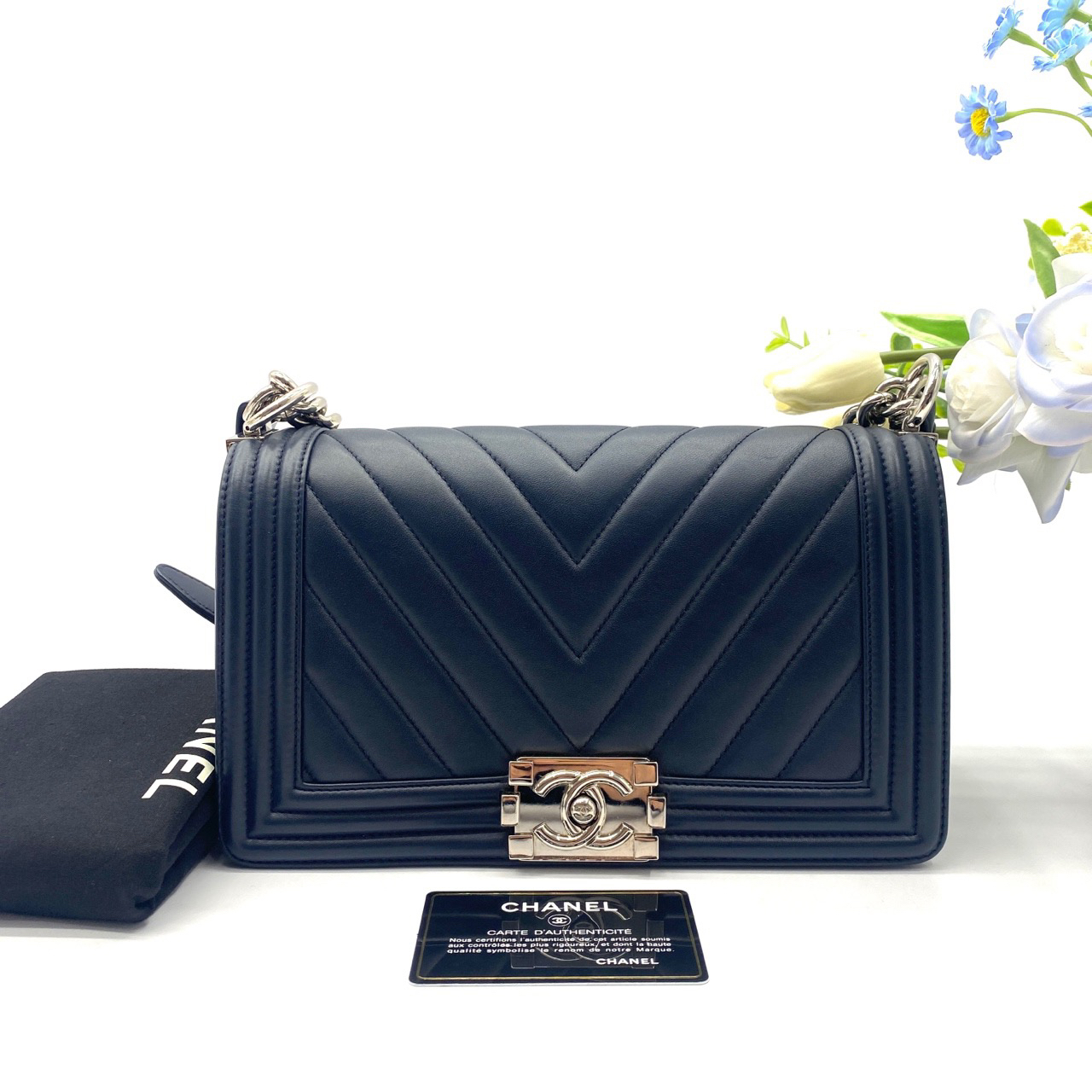 99新 Chanel/香奈儿 98新leboy 银扣 V字纹 