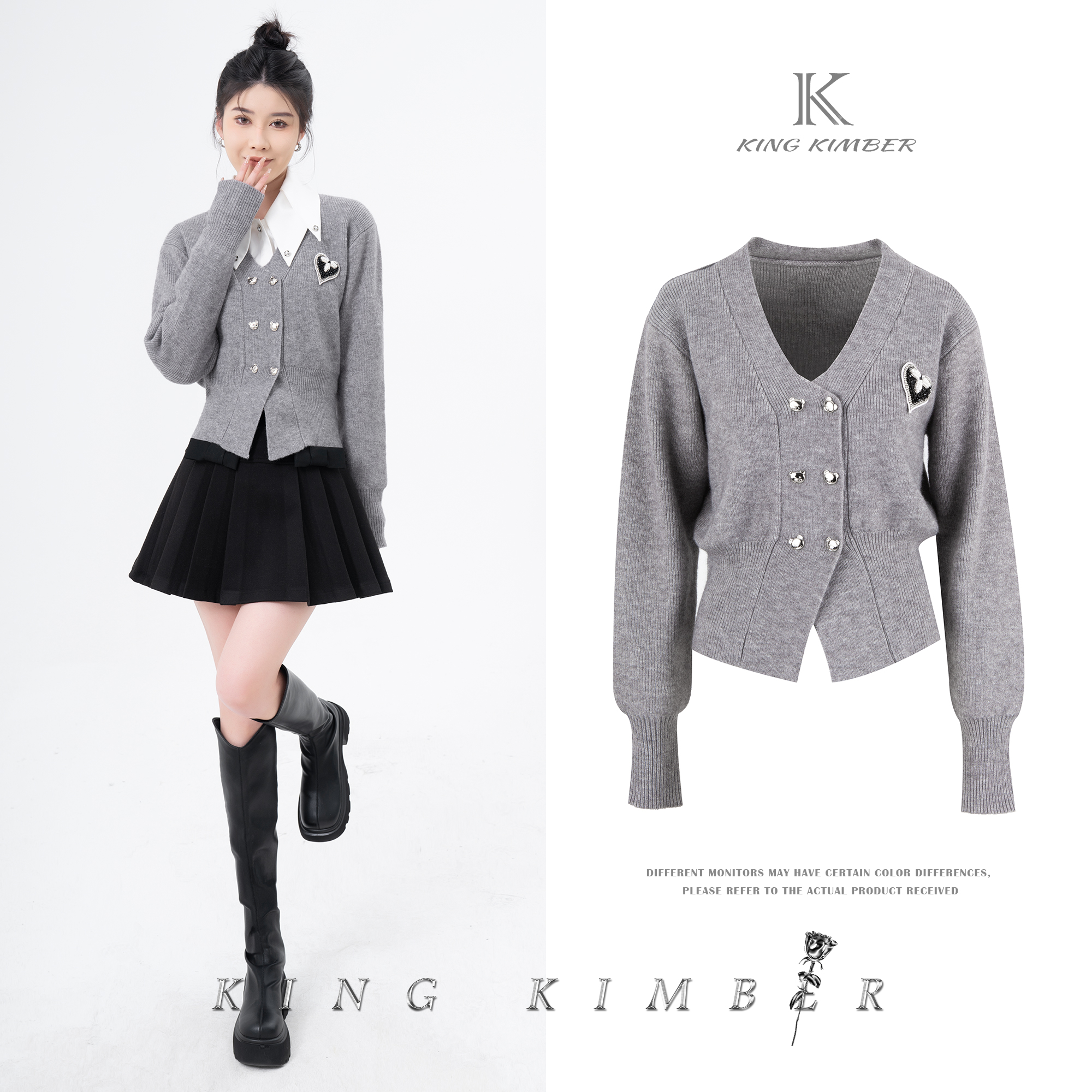 KK丨小熊开衫 2023秋冬原创设计感时尚羊毛针织衫KK23Q888