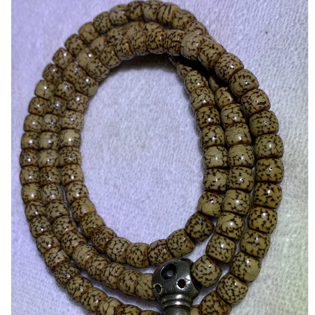 藏传久幽阁藏品 藏区回流满开片满包浆纯手盘玩奶白星月菩提108