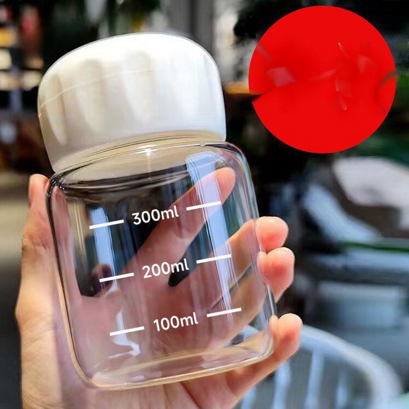 迷你胖胖杯泡奶杯耐高温玻璃杯豆浆杯便携外带刻度小水杯牛奶杯子